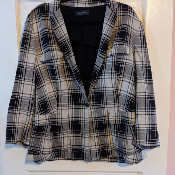 Piazza Sempione Jackets & Blazers - Piazza Sempione black white grey plaid blazer size IT 50